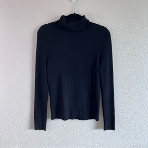 Maeve by Anthropologie Black Ribbed Turtleneck Sweater Women’s Large Fitted Long